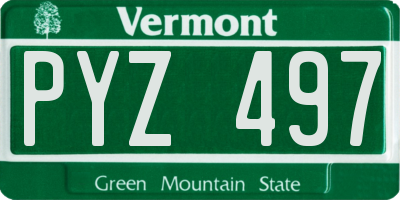VT license plate PYZ497