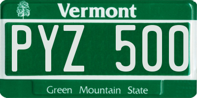 VT license plate PYZ500