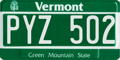 VT license plate PYZ502