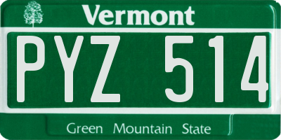 VT license plate PYZ514