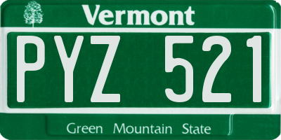 VT license plate PYZ521
