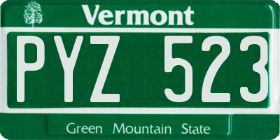 VT license plate PYZ523