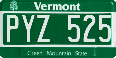 VT license plate PYZ525