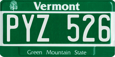 VT license plate PYZ526