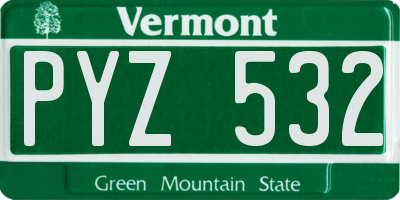 VT license plate PYZ532