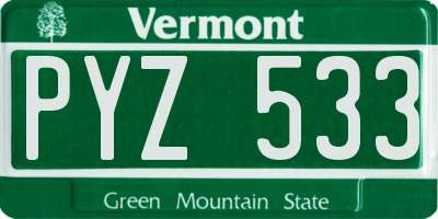 VT license plate PYZ533