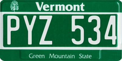 VT license plate PYZ534