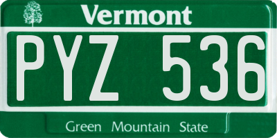 VT license plate PYZ536