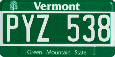 VT license plate PYZ538