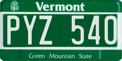 VT license plate PYZ540