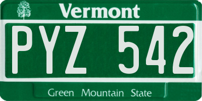 VT license plate PYZ542