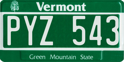 VT license plate PYZ543