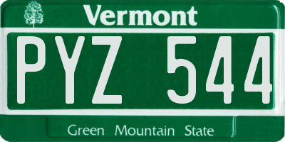 VT license plate PYZ544