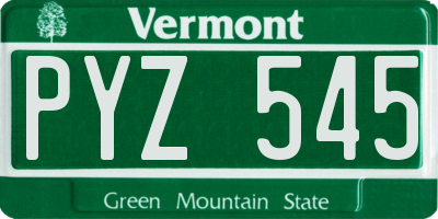 VT license plate PYZ545