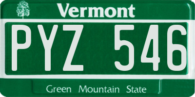 VT license plate PYZ546