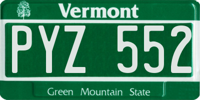 VT license plate PYZ552