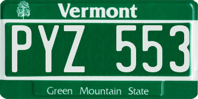 VT license plate PYZ553
