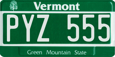 VT license plate PYZ555