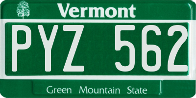 VT license plate PYZ562