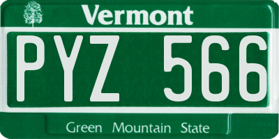 VT license plate PYZ566