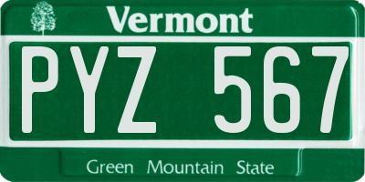 VT license plate PYZ567