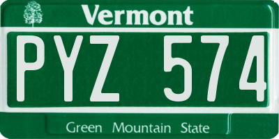 VT license plate PYZ574