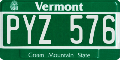 VT license plate PYZ576
