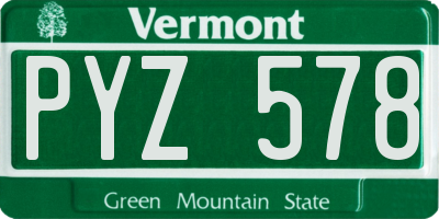 VT license plate PYZ578