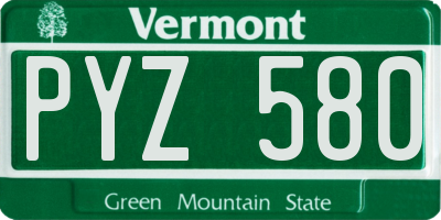 VT license plate PYZ580