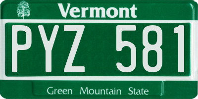 VT license plate PYZ581