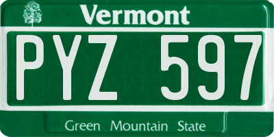 VT license plate PYZ597