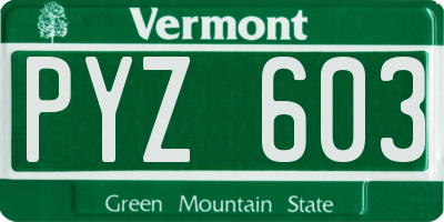 VT license plate PYZ603