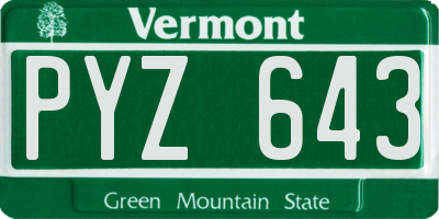 VT license plate PYZ643