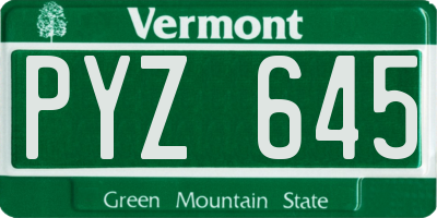 VT license plate PYZ645