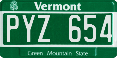 VT license plate PYZ654