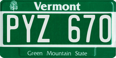 VT license plate PYZ670