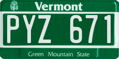 VT license plate PYZ671
