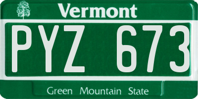 VT license plate PYZ673