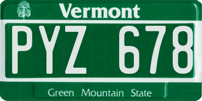 VT license plate PYZ678