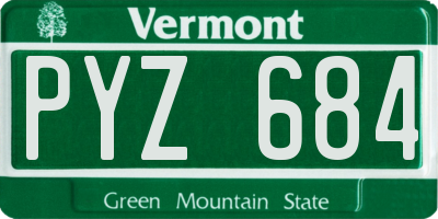 VT license plate PYZ684