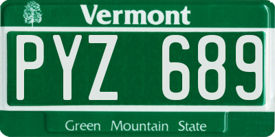 VT license plate PYZ689