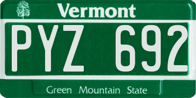 VT license plate PYZ692