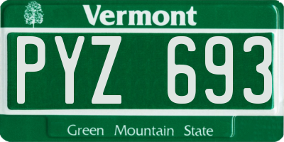 VT license plate PYZ693