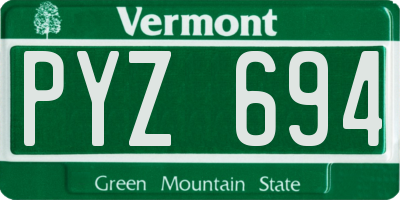 VT license plate PYZ694