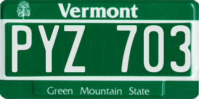 VT license plate PYZ703