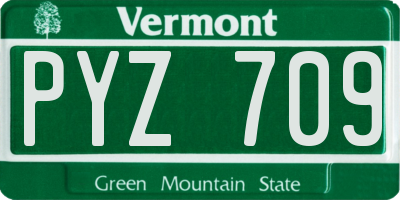 VT license plate PYZ709