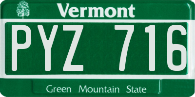 VT license plate PYZ716