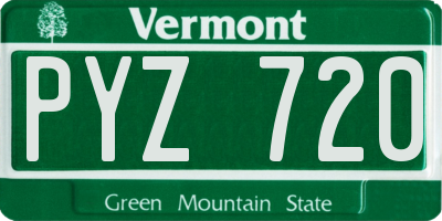 VT license plate PYZ720
