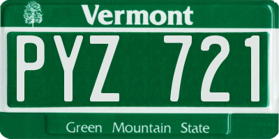 VT license plate PYZ721