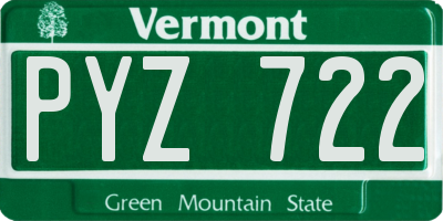 VT license plate PYZ722